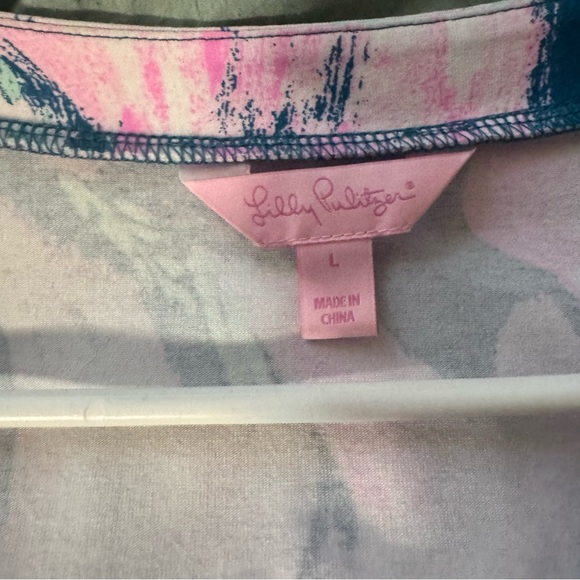 Lilly Pulitzer Pink and Blue romper with wrap around skirt - Picture 3 of 3